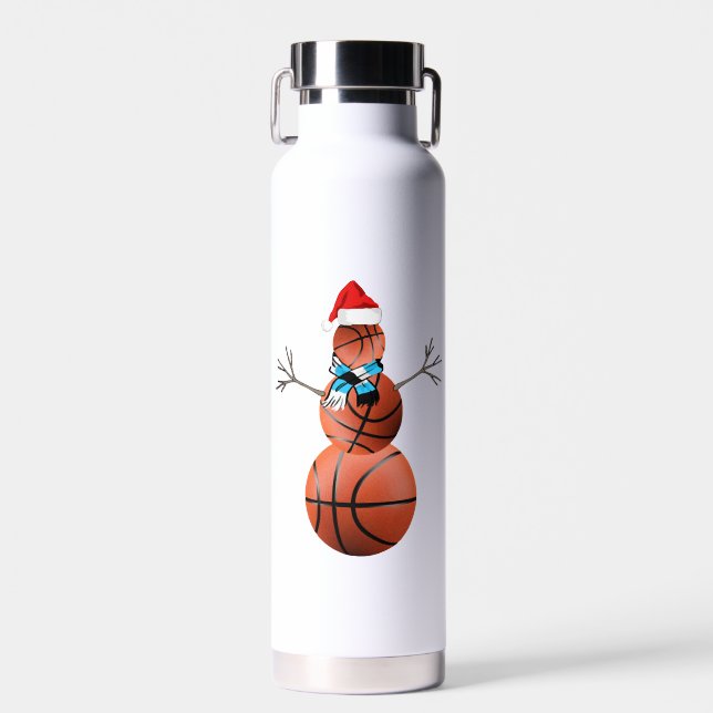 Basketball Christmas Snowman Trinkflasche (Vorne)