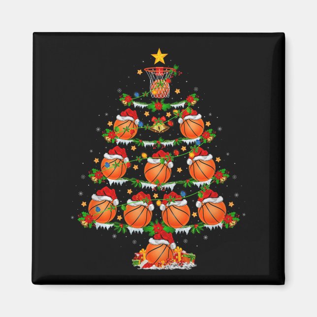 Basketball Christmas Tree Lights Srts Player Xmas  Magnet (Vorne)