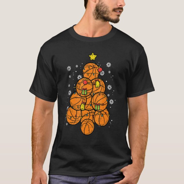 Basketball Christmas Tree Xmas Sports Player Men W T-Shirt (Vorderseite)