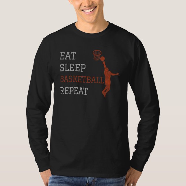 Basketball Coach Eat Sleep Basketball Repeat Baske T-Shirt (Vorderseite)
