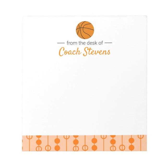 Basketball Coach Geschenk Orange Black Stationery Notizblock (Vorderseite)