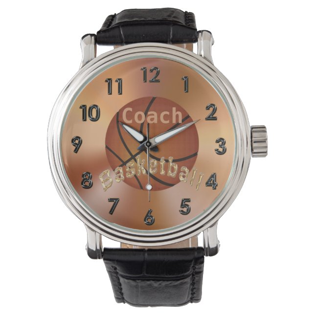 Basketball Coach Geschenkideen Männer PERSONALISIE Armbanduhr (Vorderseite)