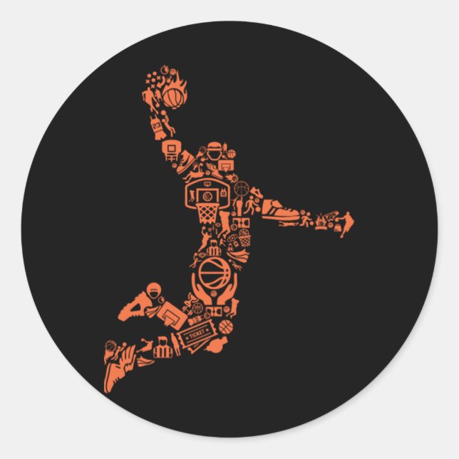 Basketball Collage Runder Aufkleber (Vorderseite)