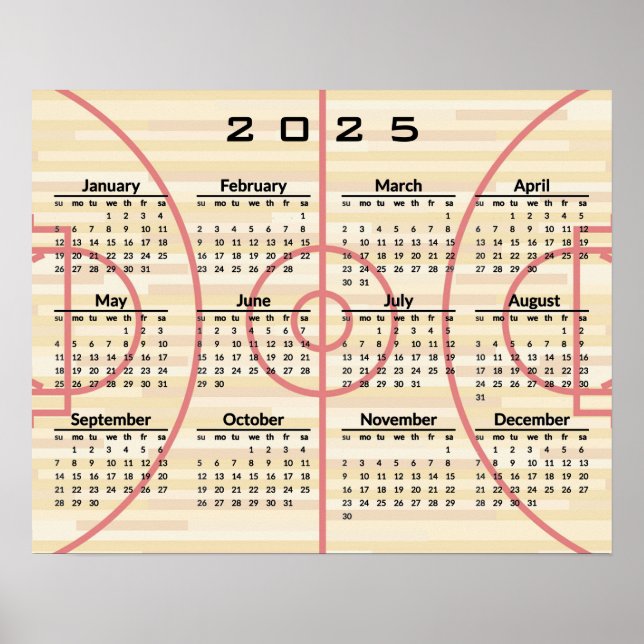 Basketball Court Design 2025 Kalender-Poster Poster (Vorne)