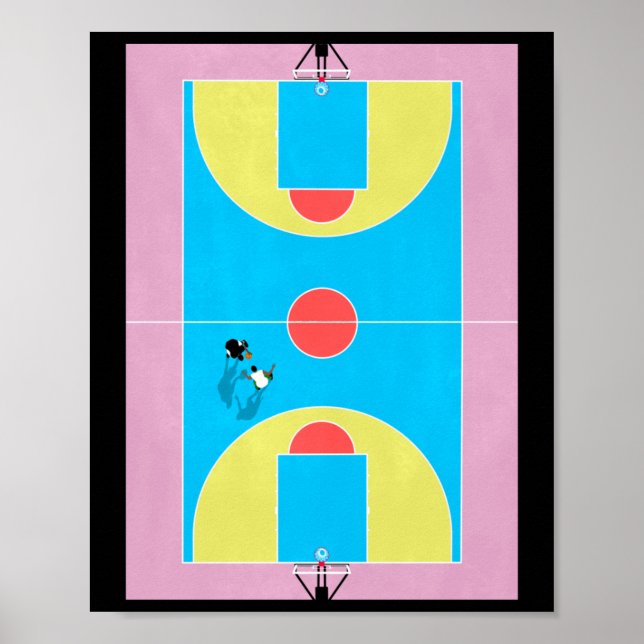 Basketball Court Pastellfarben Poster (Vorne)