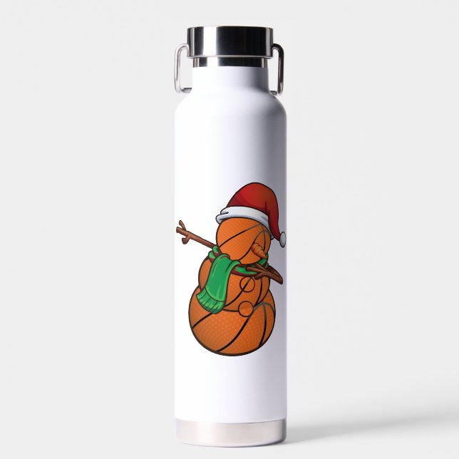 Basketball Dabbing Snowman Christmas Trinkflasche (Vorne)