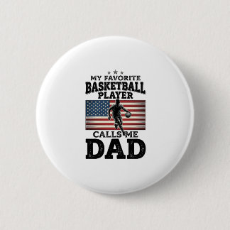 Basketball Dad Patriotic Vintage Engraving T-Shirt Button