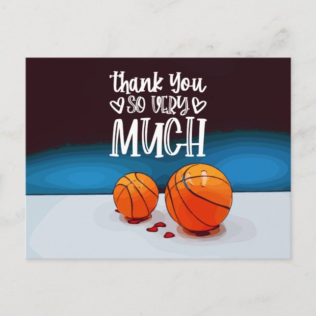 Basketball Danke Karte mit Basketball (Vorderseite)