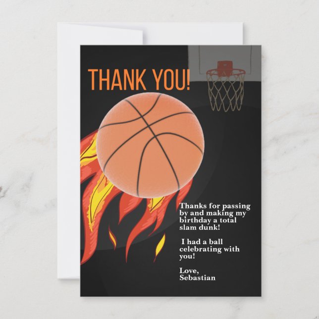 Basketball Dankeschön Karte (Vorderseite)
