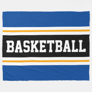 BASKETBALL Deep Blue Black Yellow Racing Stripes Fleecedecke