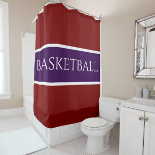 BASKETBALL Deep Purple Weiße Fette Rote Streifen Duschvorhang