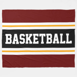 BASKETBALL Deep Red Black Yellow Racing Stripes Fleecedecke