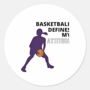 Basketball definiert meine Einstellung Runder Aufkleber