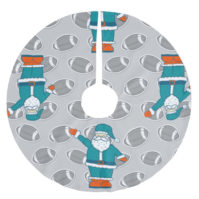 Basketball der aquamarinen Orangen-Weihnachtsmanns Polyester Weihnachtsbaumdecke (Vorderseite)