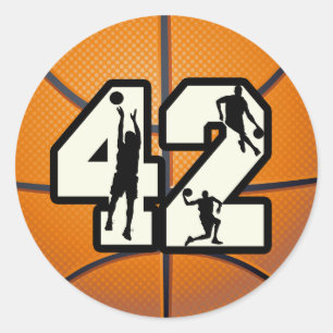 Basketball der Nr.-42 Runder Aufkleber