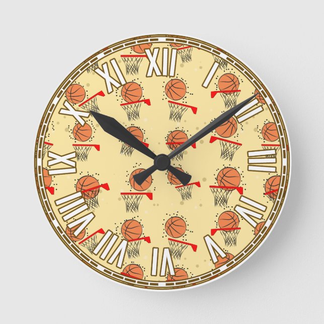 Basketball-Design Runde Wanduhr (Vorderseite)
