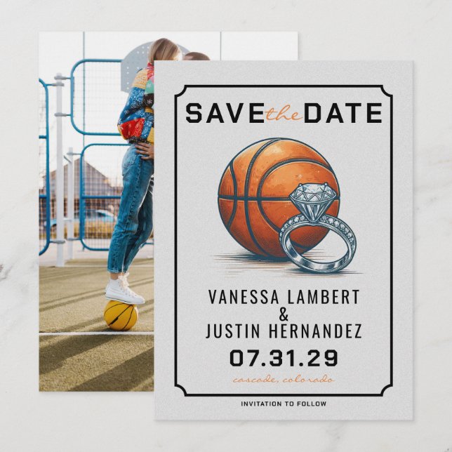 Basketball Diamond Save The Date (Vorne/Hinten)