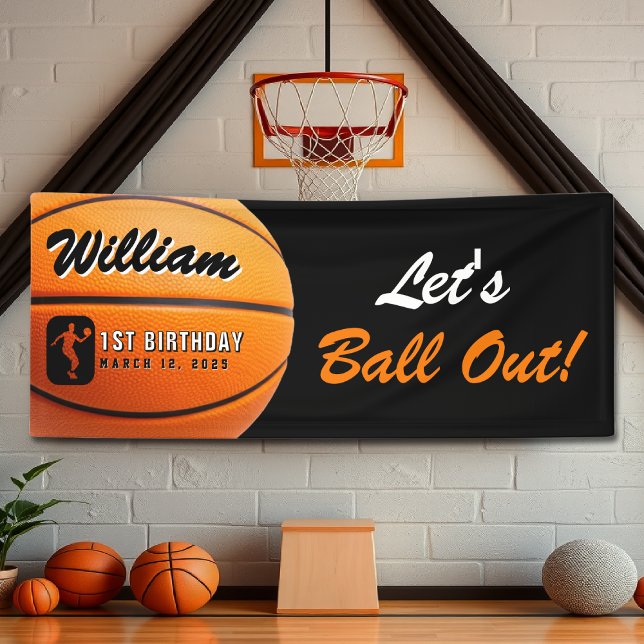 Basketball Die Geburtstagsparty abschütteln Banner (Basketball Let's Ball Out Birthday Party Banner
)
