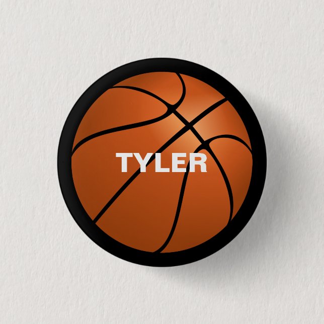 Basketball, DIY-Name in Weiß, Schwarz Button (Vorderseite)