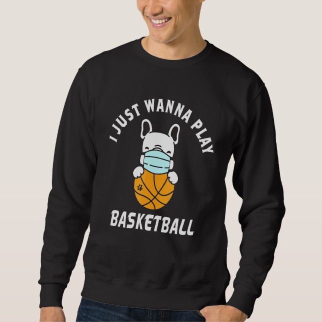 Basketball Dog Gesichtsmaske Basketball Französisc Sweatshirt (Vorderseite)
