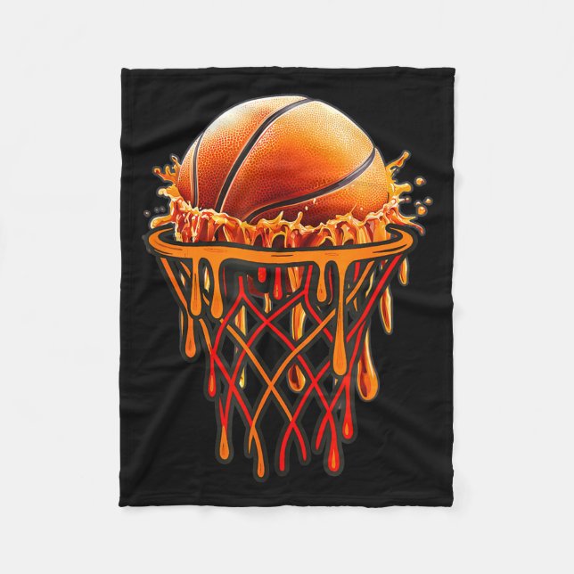 Basketball Drip Graphic, Basketball Funny Bruh Gif Fleecedecke (Vorderseite)