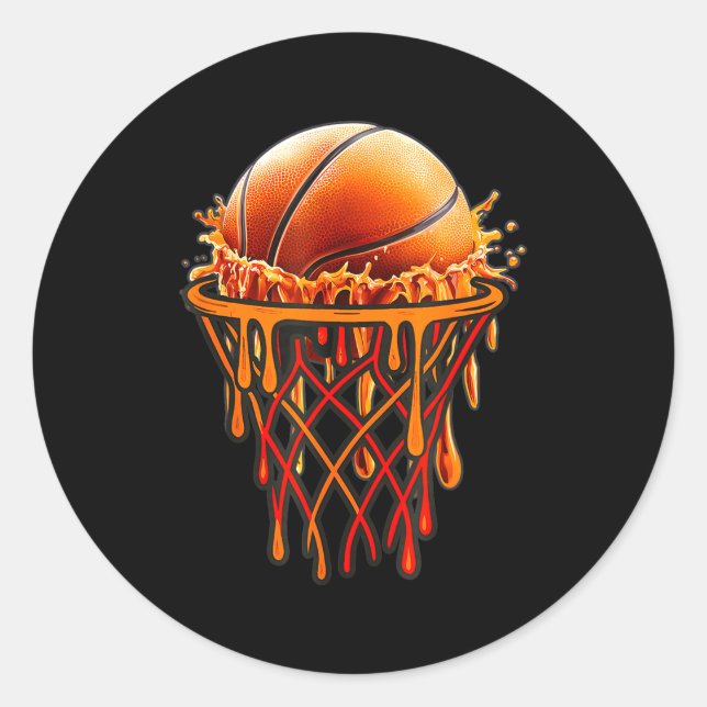 Basketball Drip Graphic, Basketball Funny Bruh Gif Runder Aufkleber (Vorderseite)