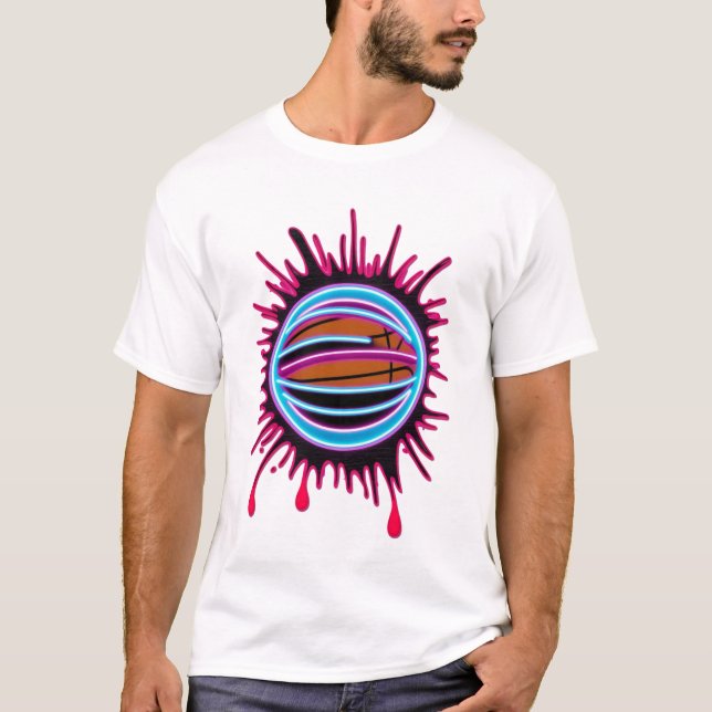 Basketball Drip Neon Basketball Graphics  T-Shirt (Vorderseite)