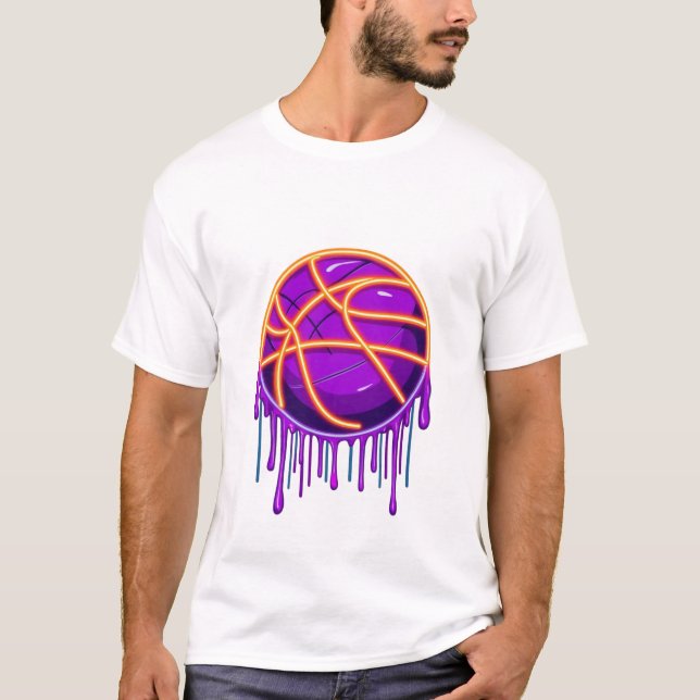 Basketball Drip Neon Basketball Graphics  T-Shirt (Vorderseite)