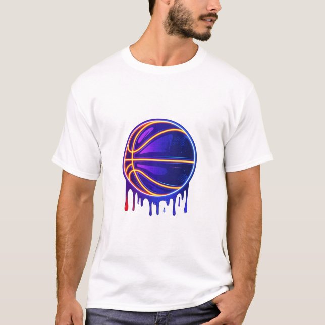 Basketball Drip Neon Basketball Graphics T-Shirt (Vorderseite)