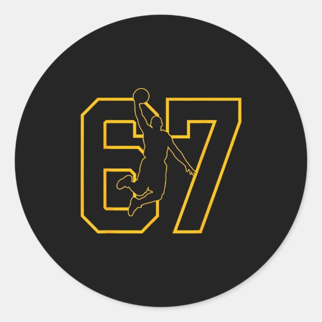 Basketball Drip Number 67 Basketball Player  Runder Aufkleber (Vorderseite)