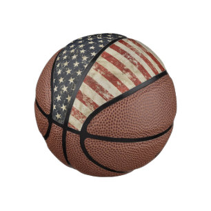 Basketball-Druck mit grunge USA-Flagge Mini Basketball