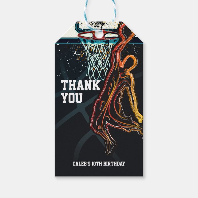 Basketball Dunk Jump Shot Birthday Party Geschenkanhänger (Vorderseite)