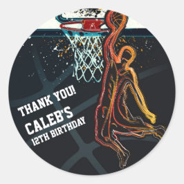 Basketball Dunk Jump Shot Geburtstagsparty Gefalle Runder Aufkleber