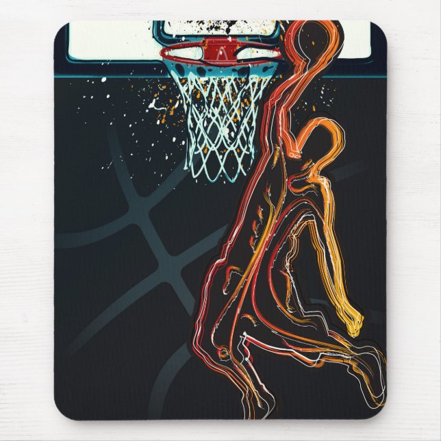 Basketball Dunk Jump Shot Modernes Urban Cool Mousepad (Vorne)