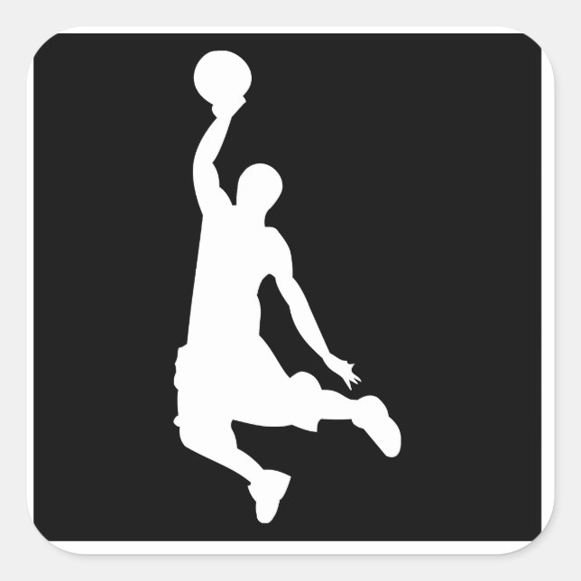 Basketball Dunk Quadratischer Aufkleber (Vorderseite)