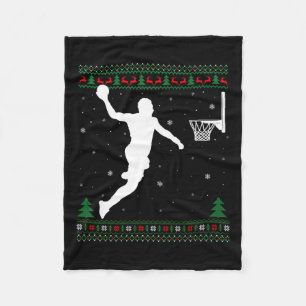 Basketball Dunking Xmas Ugly Basketball Spieler Ch Fleecedecke