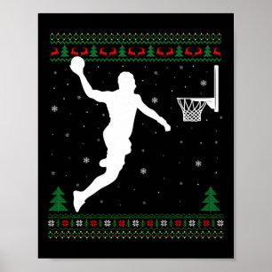 Basketball Dunking Xmas Ugly Basketball Spieler Ch Poster