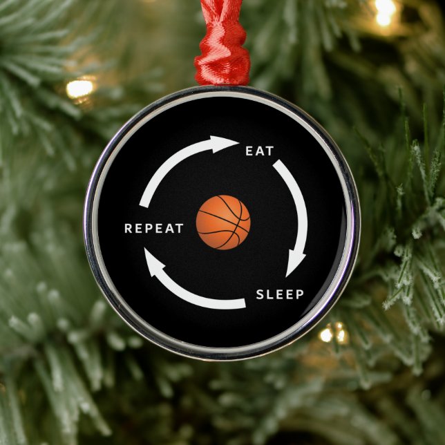 Basketball Eat Sleep Wiederholung Sportfan Sprichw Ornament Aus Metall (Baum)