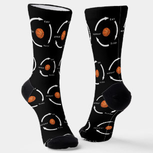 Basketball Eat Sleep Wiederholung Sportfan Sprichw Socken