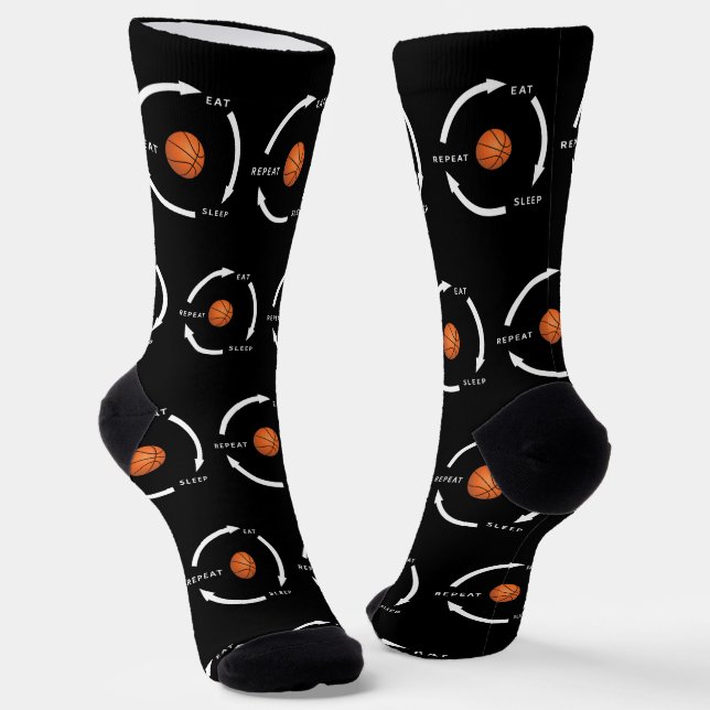 Basketball Eat Sleep Wiederholung Sportfan Sprichw Socken (Gewinkelt)