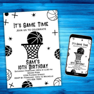 Basketball Einladung zum Geburtstag, Party Basketb