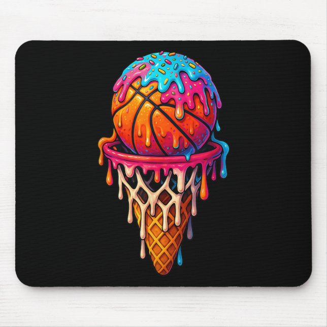 Basketball-Eiscreme-Drip für Jungen Mädchen Jugend Mousepad (Vorne)