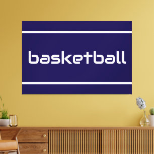 BASKETBALL Eleganter Sportlicher Text Streifen auf Leinwanddruck