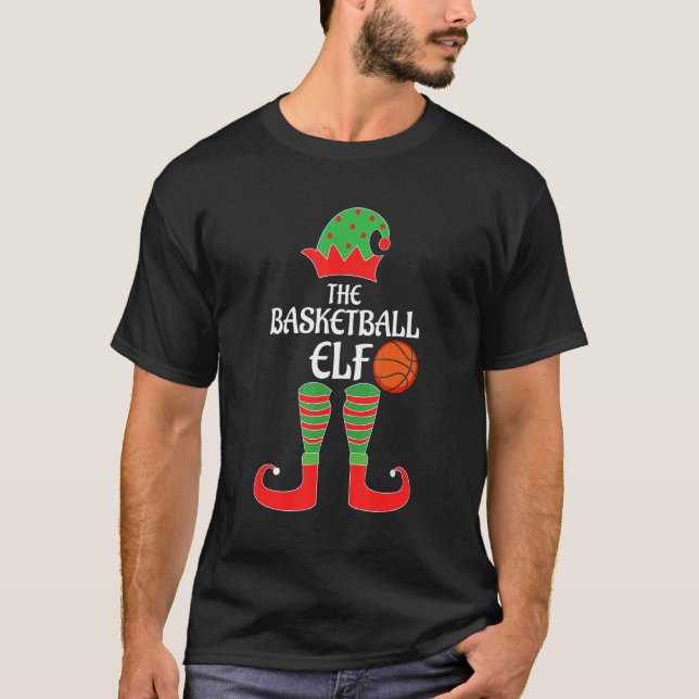 Basketball Elf Family Matching Christmas Group T-Shirt (Vorderseite)