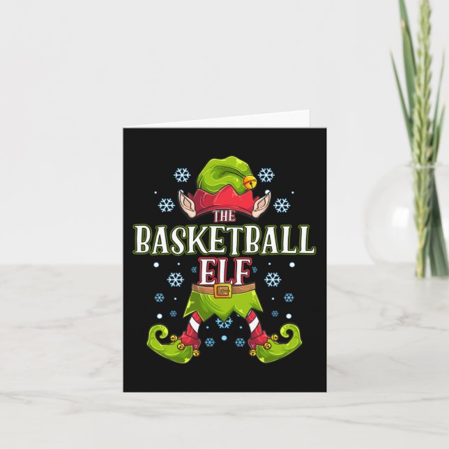 Basketball Elf Matching Family Group Weihnachtsfei Karte (Vorderseite)