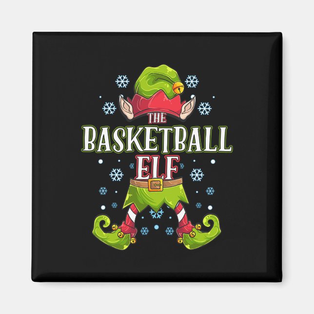 Basketball Elf Matching Family Group Weihnachtsfei Magnet (Vorne)