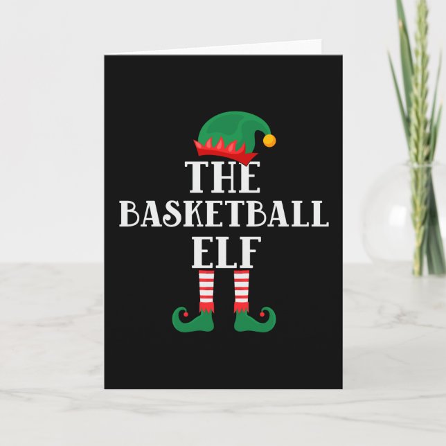 Basketball Elf Weihnachten Karte (Vorderseite)