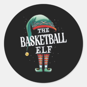 Basketball Elf Weihnachtsgruppe Xmas Pajama Party Runder Aufkleber