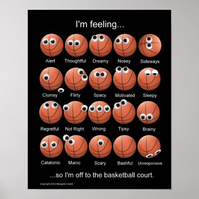 Basketball-Emotionen, Gesichter, Witziges Poster (Vorne)