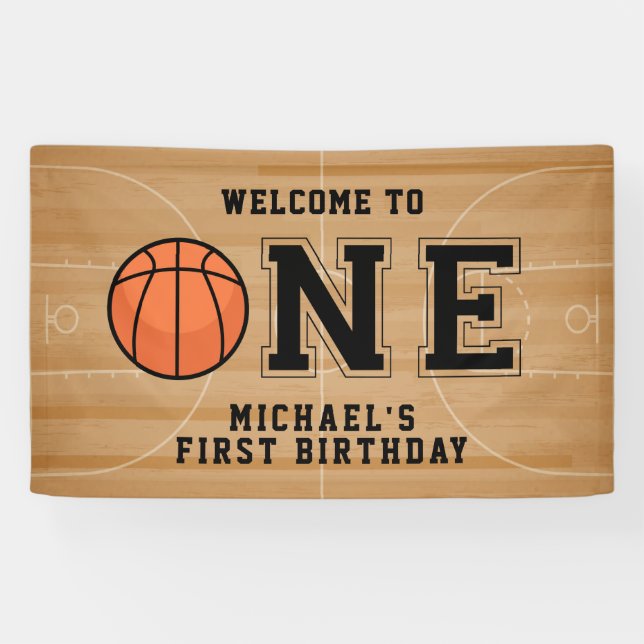 Basketball erster Geburtstag Banner (Horizontal)